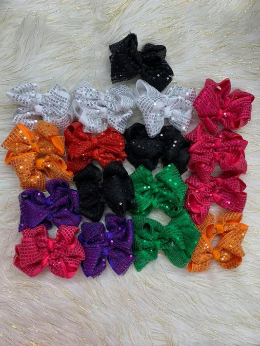 Sequin Bows ~ Solid set of 2