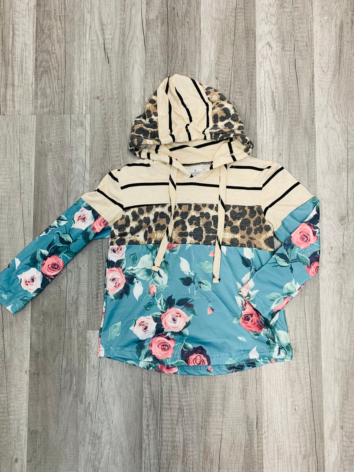 Teal Floral Hoodie
