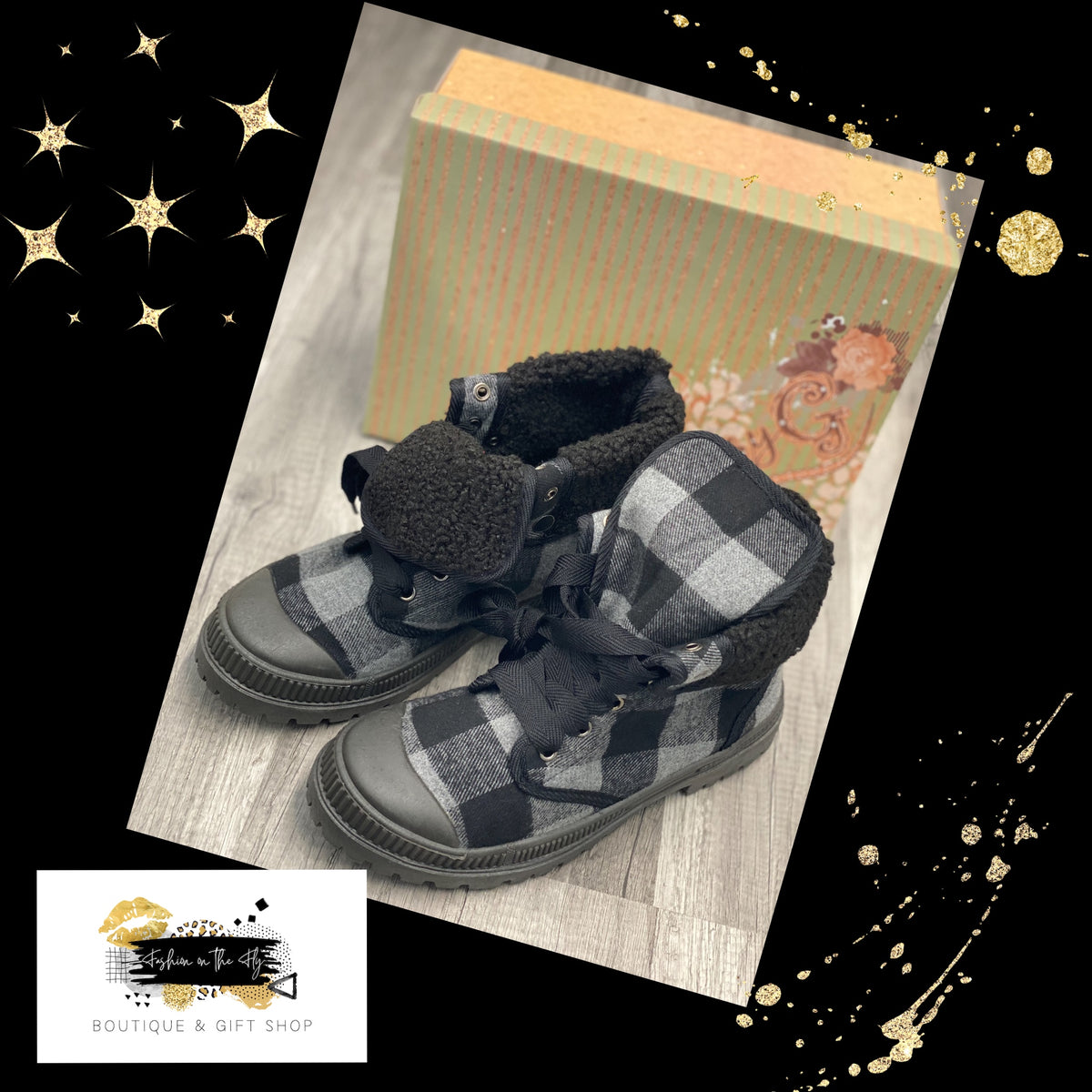 Emerson Boots- Gray plaid