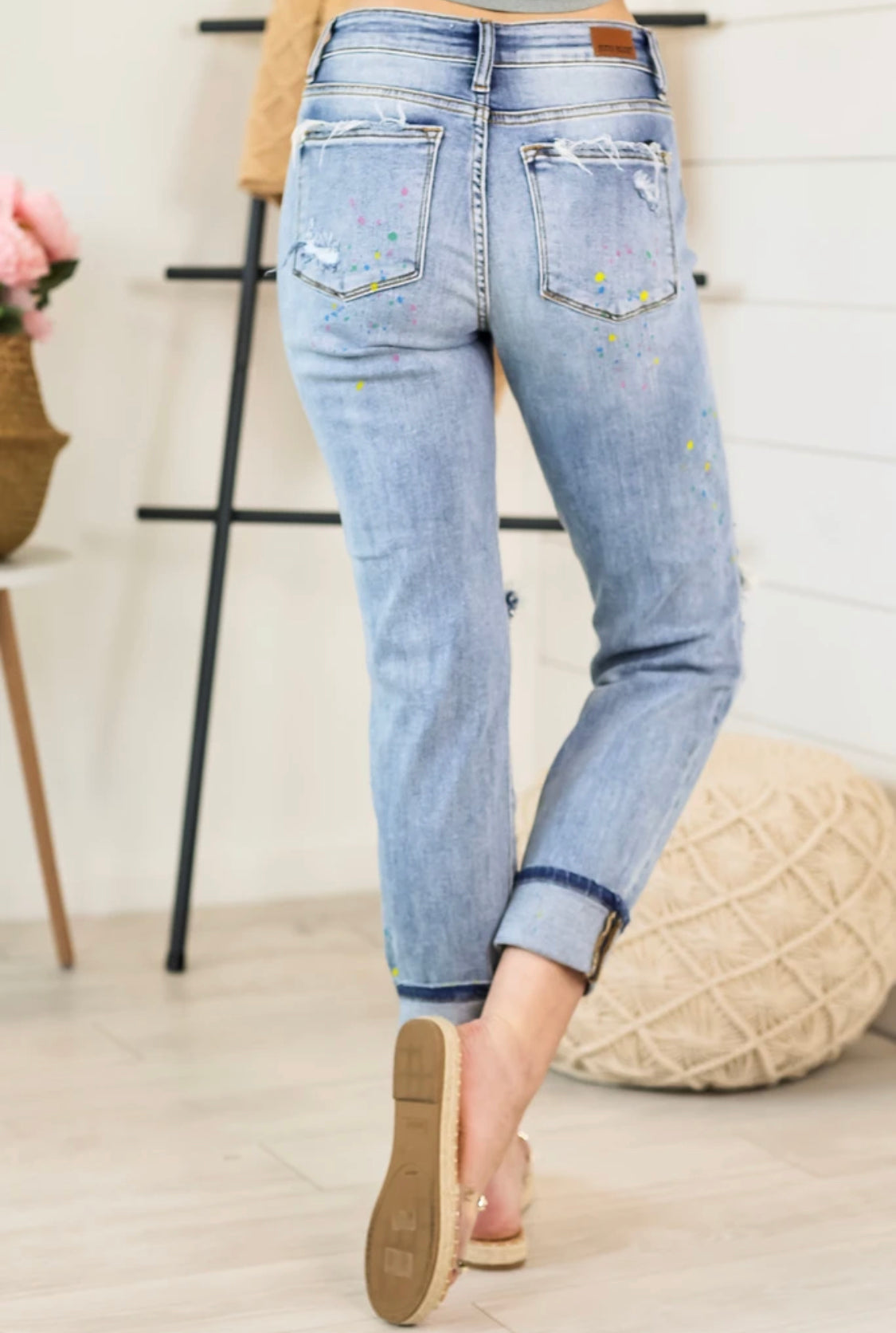 Judy Blue Paint Splatter Boyfriend Jeans