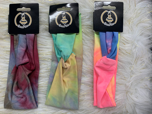 Queen Bee criss cross tie dye headbands