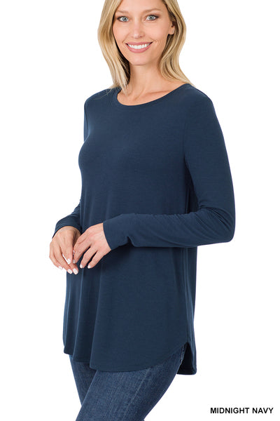 Zenana Round neck hem top~ 2103xp
