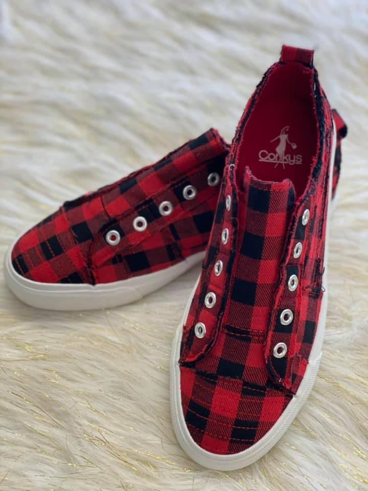 Corkys~ Babalu~ Plaid Red