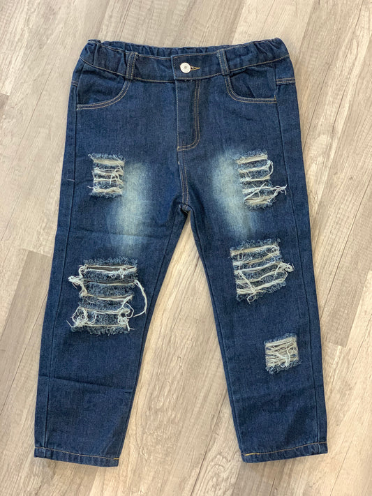 Unisex Distressed Patch Kids Denim